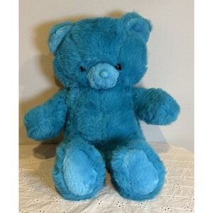 Vintage Fairview Blue Teddy Bear Plush 19" Bright Teal Stuffed Animal Toy